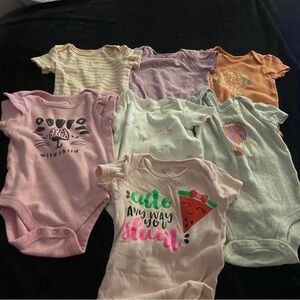 Girls' Pink and Pastel Multi One-Piece Bodysuit Set - Cute Graphic Styles